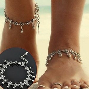Boho chic silver anklet